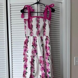 Francesca's Women Sundress Floral Tiered Dress Pink/White Size S
